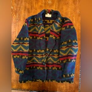 Vintage On the Verge Aztec style wool blend jacket. One Size